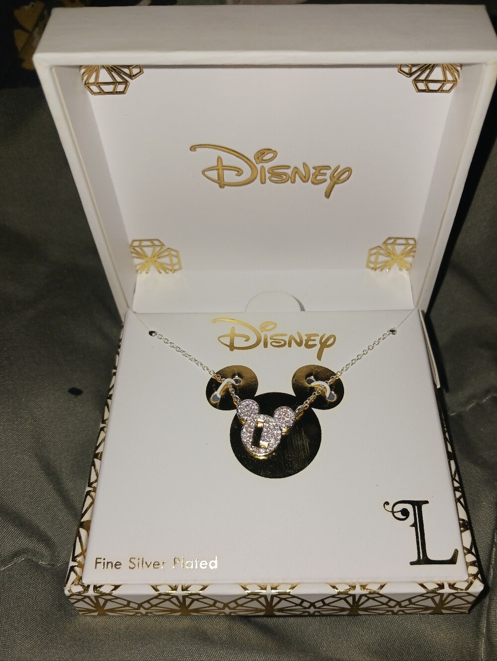 Disney Silver-Plated Crystal Mickey Head Necklace - Pink Stones